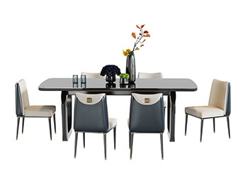现代长方形餐桌椅组合