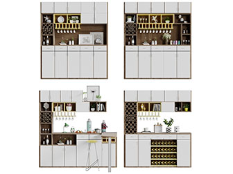 北欧实木拼接撞色酒柜3d模型 北欧实木拼接撞色酒柜