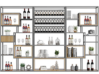 现代金属框架的酒柜3d模型 现代金属框架的酒柜