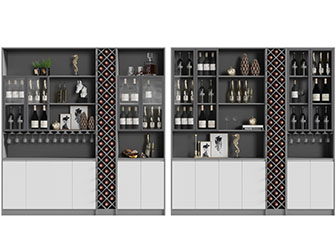 现代柜门无拉手的酒柜3d模型 现代柜门无拉手的酒柜