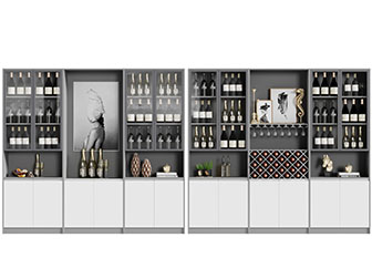 北欧实木玻璃柜门的酒柜3d模型 北欧实木玻璃柜门的酒柜