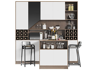 北欧实木酒柜延伸吧台吧椅