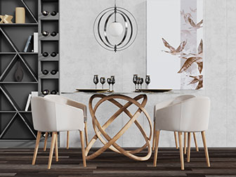 北欧实木圆形餐桌椅组合