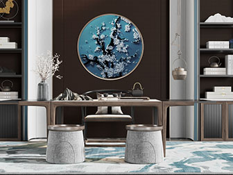 新中式实木茶桌椅组合