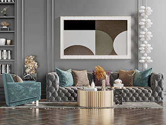 现代轻奢菱形软包多人单人沙发茶几组合