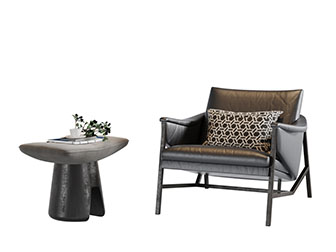 新中式休闲椅子茶几脚踏