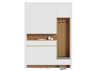 现代实木撞色玄关鞋柜