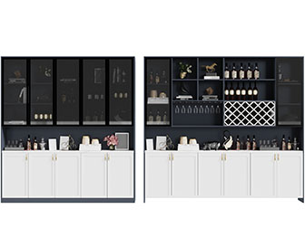 北欧黑白撞色酒柜餐边柜