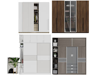 现代实木推拉门衣柜