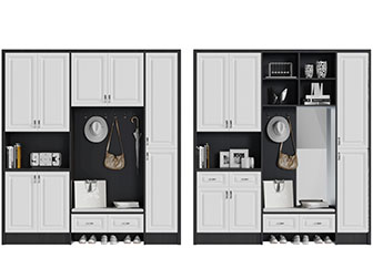 北欧黑白撞色玄关装饰鞋柜D