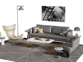 现代多人沙发贵妃椅休闲椅子茶几组合