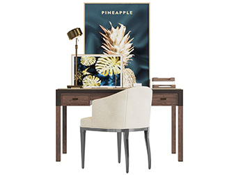 北欧实木书桌椅组合