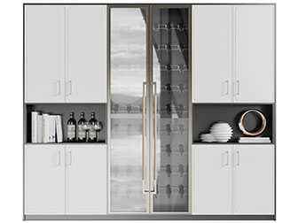 现代白色柜门餐边柜酒柜3d模型 现代白色柜门餐边柜酒柜