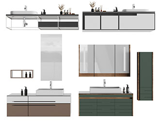 现代悬挂洗手台浴室镜3d模型 现代悬挂洗手台浴室镜