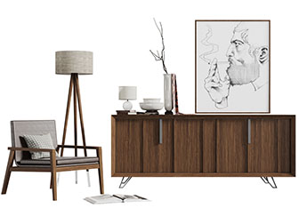 北欧实木电视柜休闲椅子