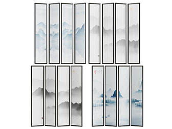 中式装饰水墨山水屏风