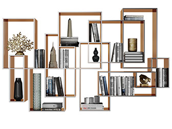 新中式长方形实木框套叠收纳装饰书柜