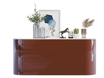 现代酒红色固定墙面的玄关柜边柜