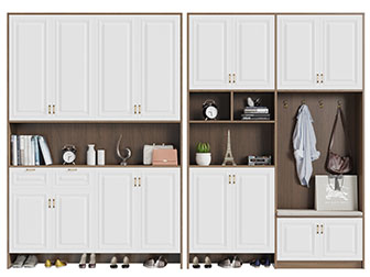 北欧实木嵌套式撞色玄关装饰鞋柜