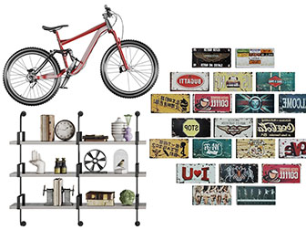 工业风挂在墙上的自行车装饰置物架和挂件