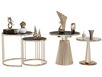 现代轻奢圆形茶几边几