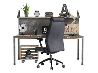 工业风金属支架的书桌椅组合