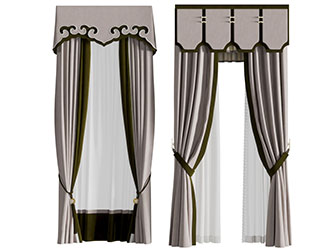 民族风情的花纹布艺窗帘窗纱3d模型 民族风情的花纹布艺窗帘窗纱