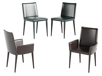现代黑色皮革餐椅休闲椅子