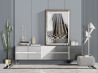 现代撞色电视柜