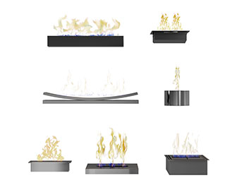不同造型的壁炉火焰