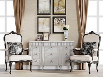 新古典黑色实木边框支架的休闲椅子