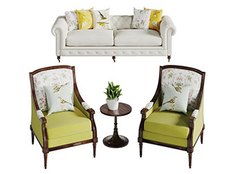 欧式白色软包靠背的多人沙发单人沙发