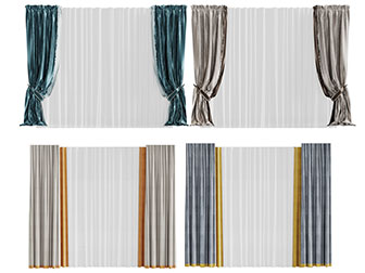 欧式金丝绒窗帘窗纱3d模型 欧式金丝绒窗帘窗纱