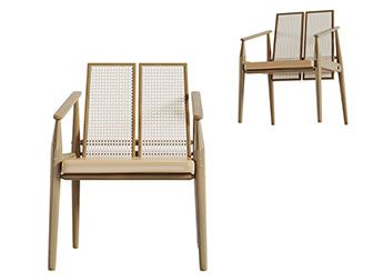 北欧实木框架的单人休闲椅子