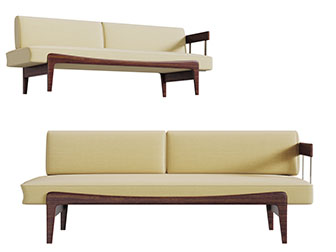 北欧无扶手的多人沙发