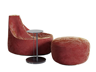 现代红色懒人沙发脚踏