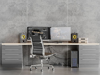 现代加长双人电脑办公桌椅组合