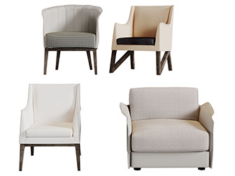 现代布艺单人沙发3d模型 现代布艺单人沙发