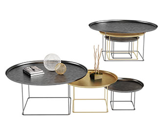 北欧轻奢金属圆形嵌套式茶几