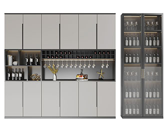 新中式实木酒柜3d模型 新中式实木酒柜