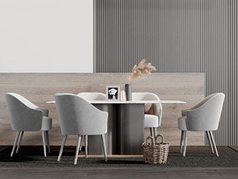现代长方形餐桌椅组合