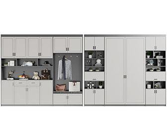 新中式玄关带卡座的鞋柜装饰柜