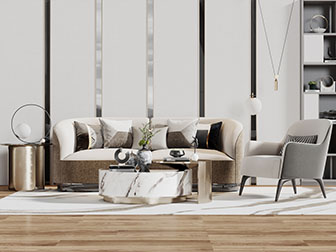 新中式多人单人沙发茶几组合