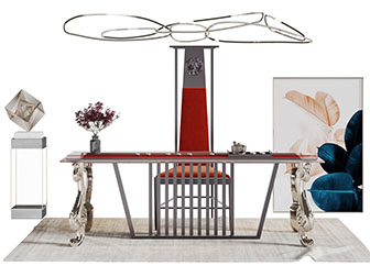 新中式雕花四脚茶桌椅组合