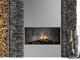 现代嵌入墙体的壁炉火炉