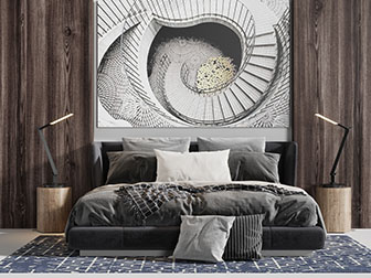 现代黑色双人床床头柜