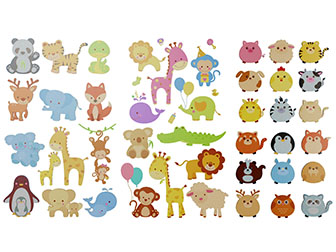 现代儿童卡通动物磁贴墙饰挂件