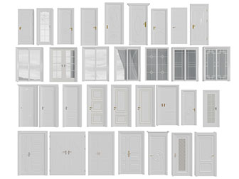 简欧白色实木平开门玻璃推拉门