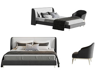 现代双人床床头柜