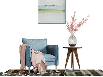 北欧蓝色单人沙发3d模型 北欧蓝色单人沙发